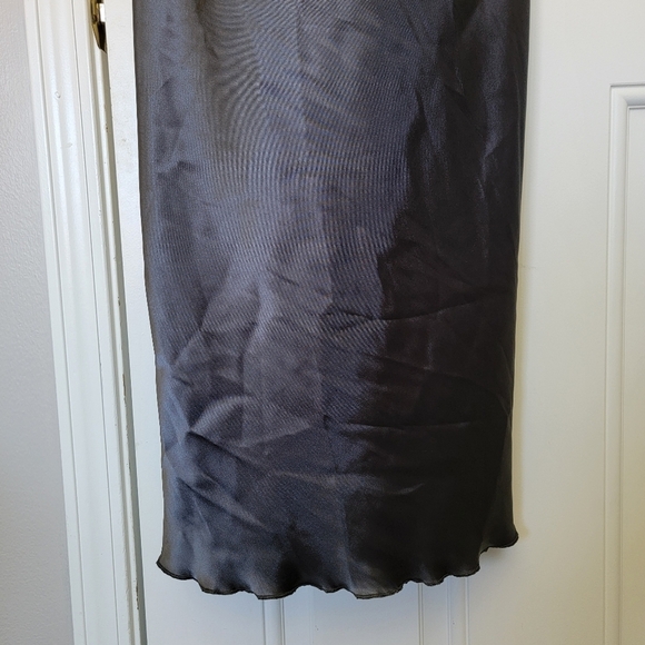 Bebe Satin Long Sleeveless Slip Dress Cowl Neck Dark Gray Pewter Y2K Size M - Picture 4 of 11